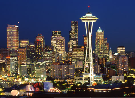 Espectacular imagen nocturna del Skyline de Seattle